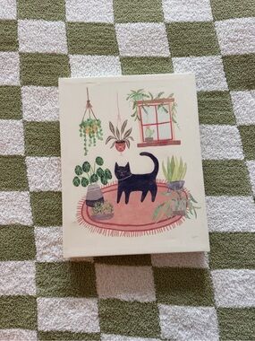 Black Cat & Houseplants Canvas Art